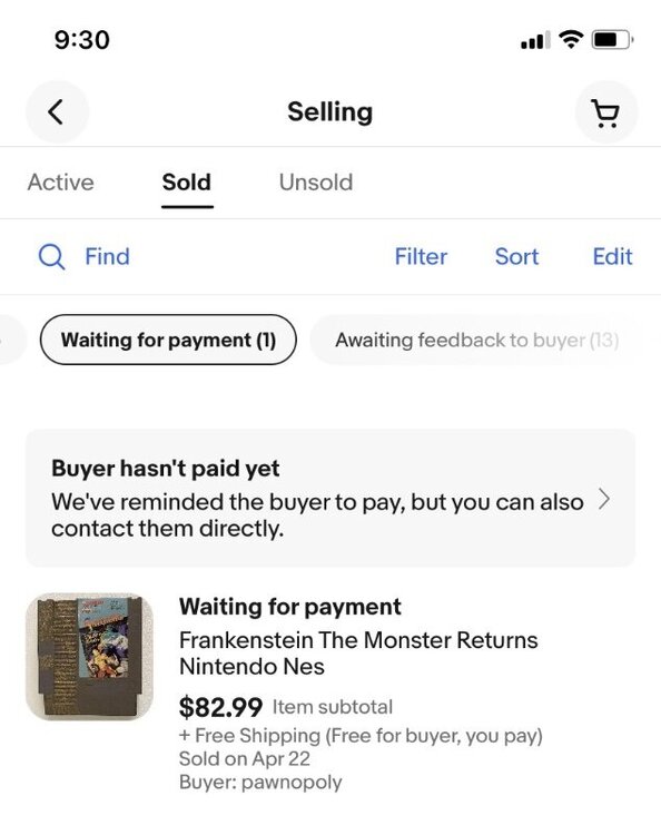 eBay nonpaying bidders since 2020 Buy/Sell/Trade Video Game Sage